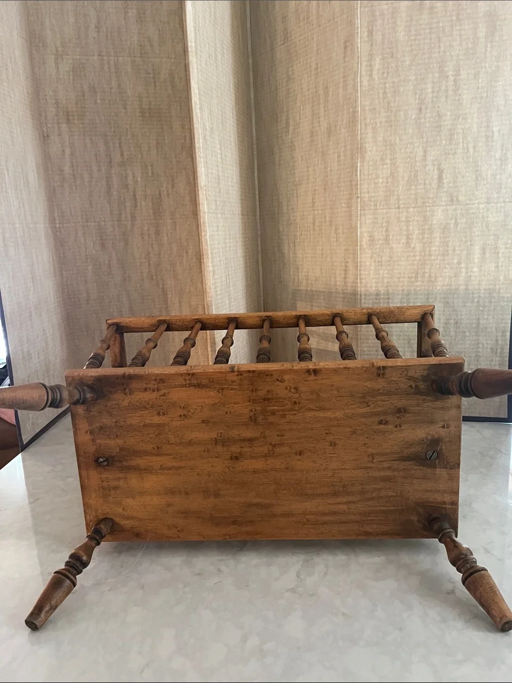 XL Vintage Wooden Yarn Caddy / Magazine Rack with Handle ~19” x 21”